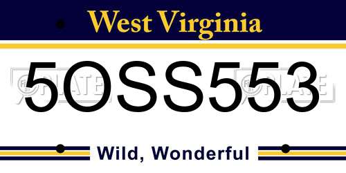 5OSS553 West Virginia License Plate