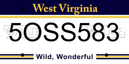 5OSS583 West Virginia License Plate