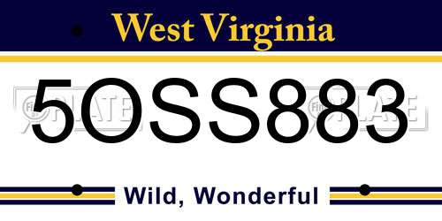 5OSS883 West Virginia License Plate