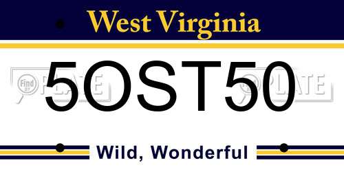 5OST50 West Virginia License Plate