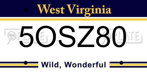 5OSZ80 West Virginia License Plate