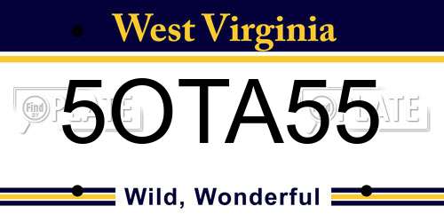5OTA55 West Virginia License Plate