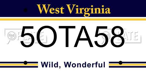5OTA58 West Virginia License Plate