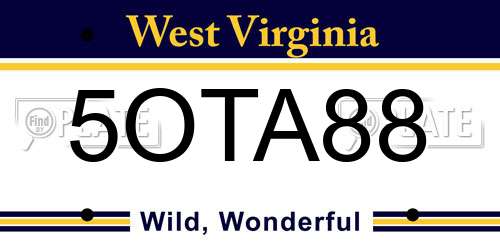 5OTA88 West Virginia License Plate