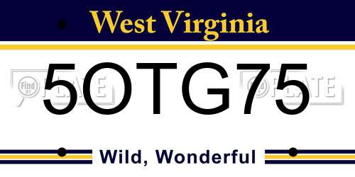 5OTG75 West Virginia License Plate