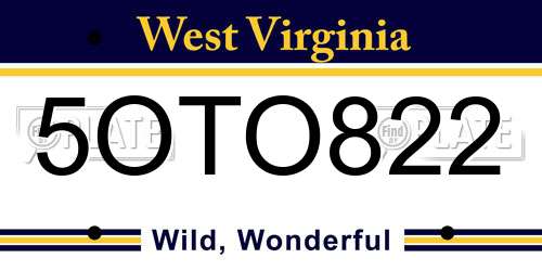 5OTO822 West Virginia License Plate
