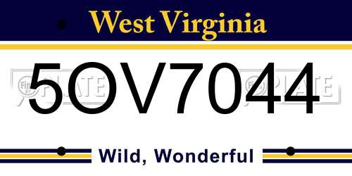 5OV7044 West Virginia License Plate