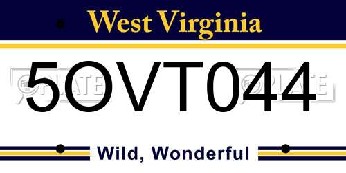 5OVT044 West Virginia License Plate