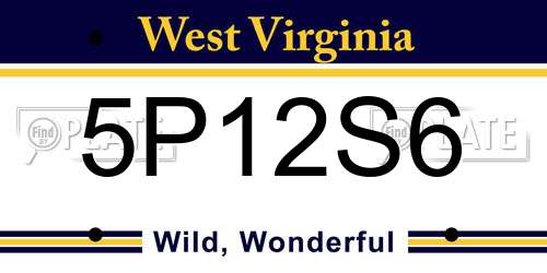 5P12S6 West Virginia License Plate