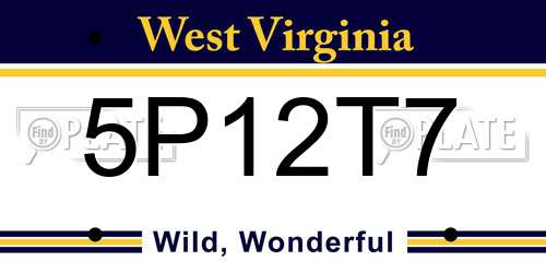 5P12T7 West Virginia License Plate