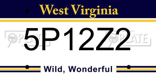 5P12Z2 West Virginia License Plate