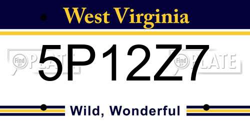 5P12Z7 West Virginia License Plate