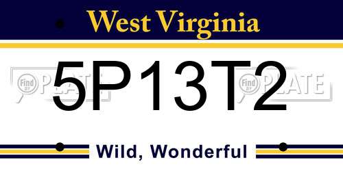 5P13T2 West Virginia License Plate