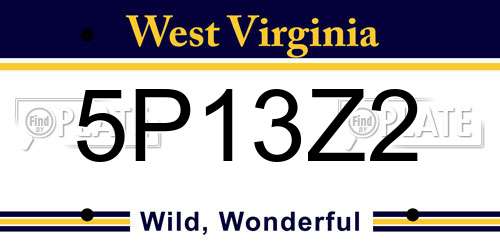 5P13Z2 West Virginia License Plate