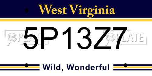 5P13Z7 West Virginia License Plate