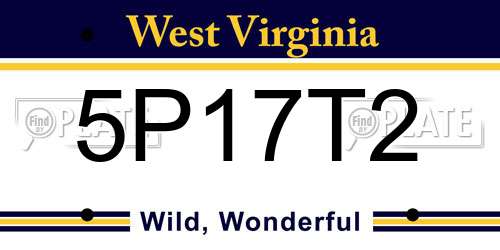 5P17T2 West Virginia License Plate
