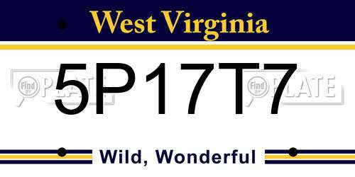 5P17T7 West Virginia License Plate