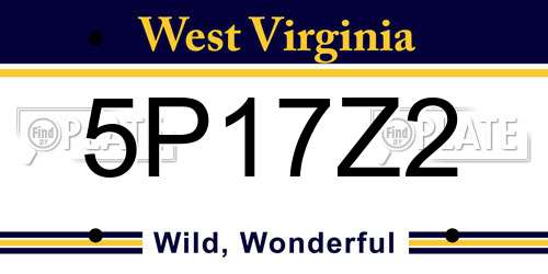 5P17Z2 West Virginia License Plate