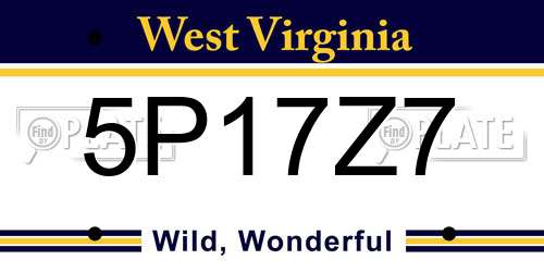 5P17Z7 West Virginia License Plate