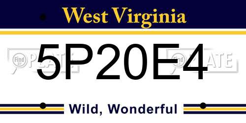 5P20E4 West Virginia License Plate