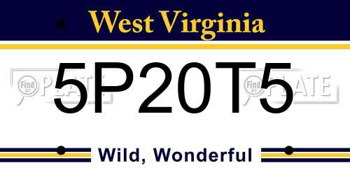 5P20T5 West Virginia License Plate