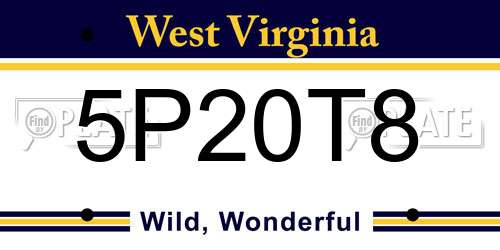 5P20T8 West Virginia License Plate