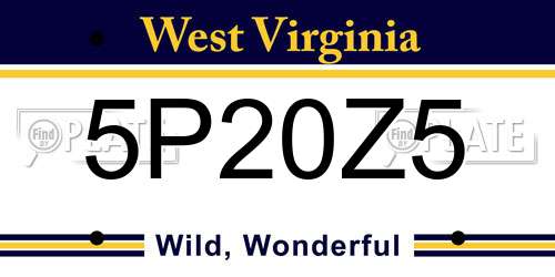 5P20Z5 West Virginia License Plate