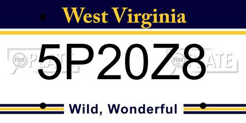 5P20Z8 West Virginia License Plate