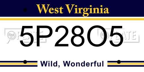 5P28O5 West Virginia License Plate