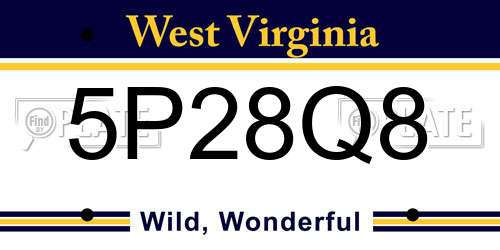 5P28Q8 West Virginia License Plate