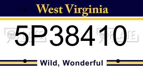 5P38410 West Virginia License Plate