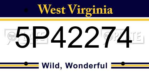 5P42274 West Virginia License Plate
