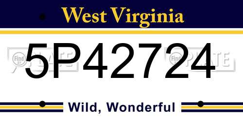 5P42724 West Virginia License Plate
