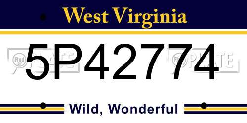 5P42774 West Virginia License Plate