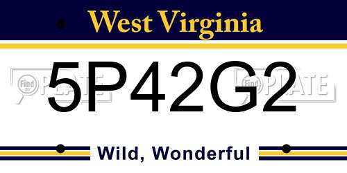 5P42G2 West Virginia License Plate