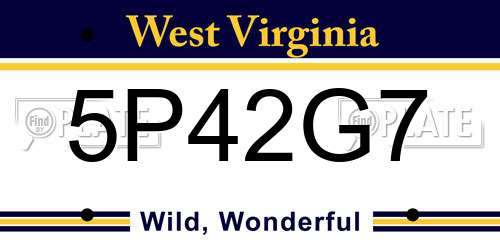 5P42G7 West Virginia License Plate