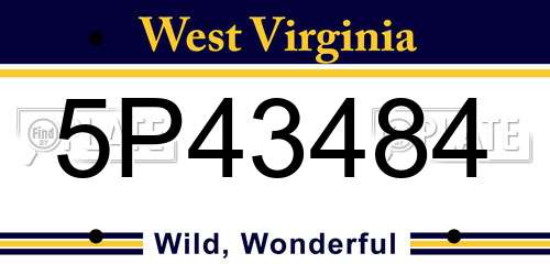 5P43484 West Virginia License Plate