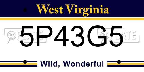 5P43G5 West Virginia License Plate