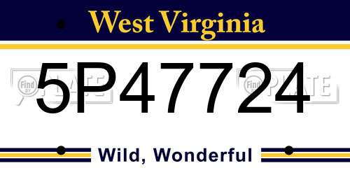 5P47724 West Virginia License Plate