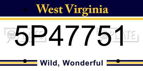 5P47751 West Virginia License Plate