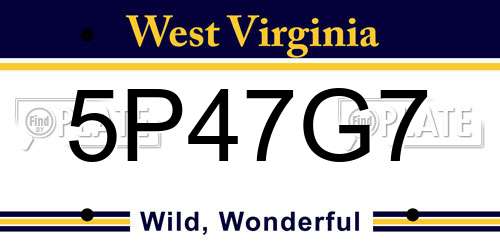 5P47G7 West Virginia License Plate