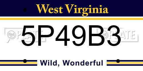 5P49B3 West Virginia License Plate
