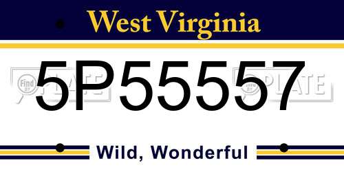 5P55557 West Virginia License Plate