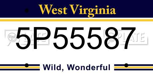 5P55587 West Virginia License Plate