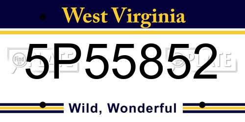 5P55852 West Virginia License Plate