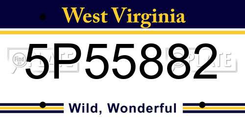 5P55882 West Virginia License Plate