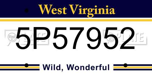 5P57952 West Virginia License Plate