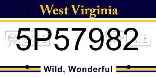 5P57982 West Virginia License Plate