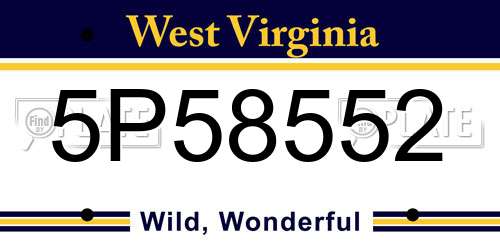 5P58552 West Virginia License Plate