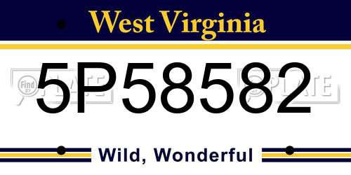 5P58582 West Virginia License Plate
